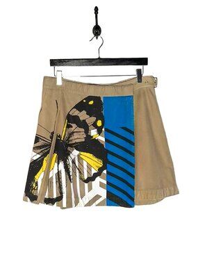 Dior SS22 Beige Butterfly Print Pleated Cargo Wrap Skirt